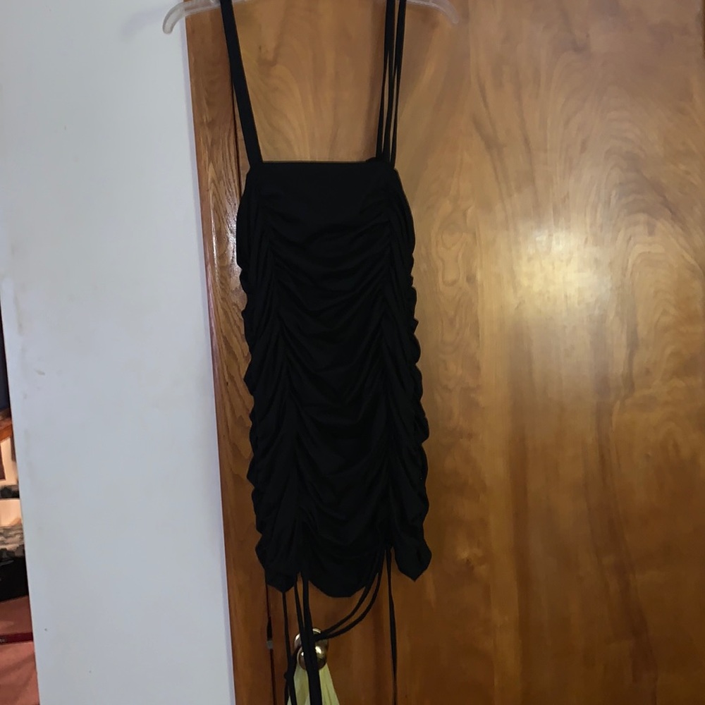 4XL SHEIN BodyCon Black Drawstring Ruched Dress